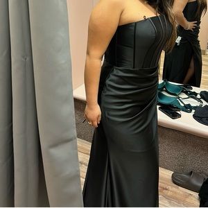 Brand NEW black satin long dress can be used for prom wedding or formal events